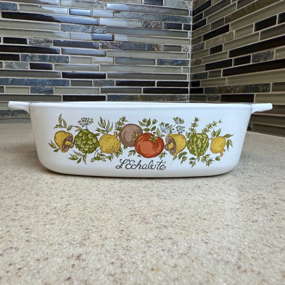 VTG Corning Ware Spice O' Life L'Echalote 1qt Casserole Dish A-1-B USA No Lid